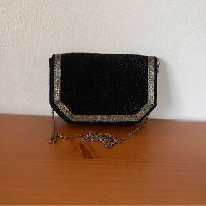 Vintage Destinee black, gold, and silver beaded bag